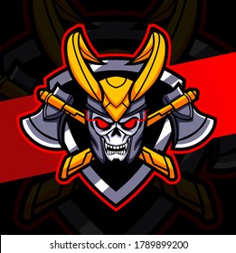 dark skull king mascot esport logo design