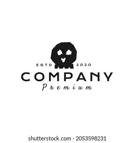 Dark Skull Logo Template Stock black silhouette design icon.