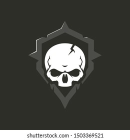 Dark Skull Shield Vector Logo Design