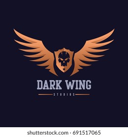 Dark skull winds logo template