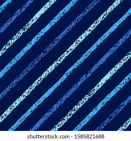 Dark, sky blue hand drawn diagonal stripes seamless repeat vector pattern. Brush, chalk, crayon textured rough streaks background. Tilted, inclined bars template. Striped dynamic endless texture.