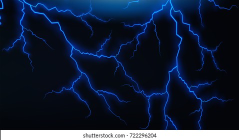 Dark sky with blue lightenings illustration