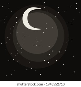 dark sky with moon and stars