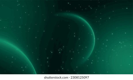 dark sky night stars and green 
moon
