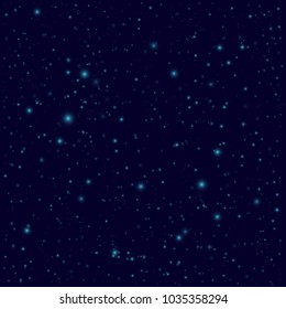 Dark sky with shining stars. Vector space seamless background