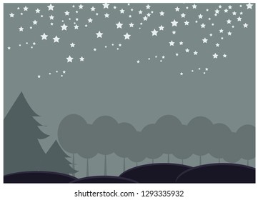 Dark  Sky with stars vector illustration background.