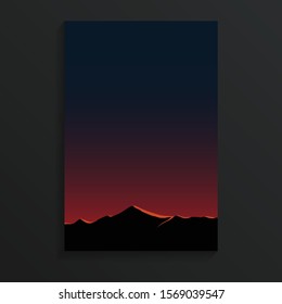 Dark sky with sun-ray shine through the top of mountain in the early morning time. Landscape natural view of mountain range in summer morning.