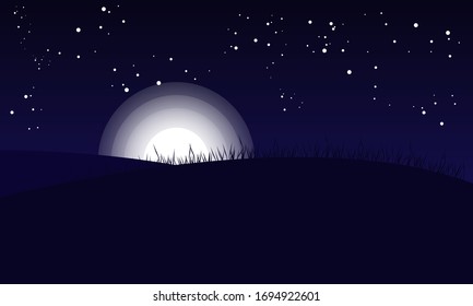 Dark sky The sunrise Vector landscape with mountains shadow