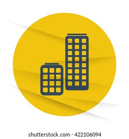 Dark Skyscrapers icon label on wrinkled paper