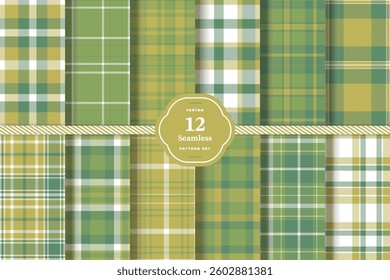 Dark Slate Tartan patterns fabric texture. Modern Soft Vanilla Seamless Tartan Set of 12