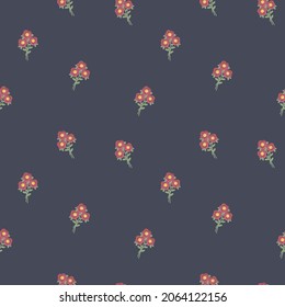 Oscuro con flores rojas pequeñas en ramos sin fisuras vectoriales