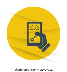 Dark Smartphone Test icon label on wrinkled paper