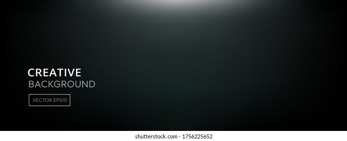 Borde negro degradado suave fondo de banner negro con luz blanca brillando desde arriba
