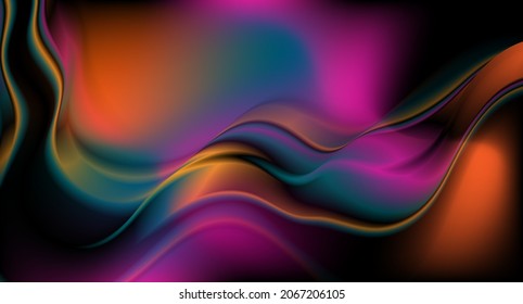 Dark smooth liquid waves abstract background. Vector digital design