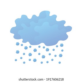 Dark snow cloud isolated, snowfall weather forecast flat vector illustration.