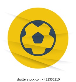 Dark Soccer Ball icon label on wrinkled paper
