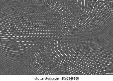 Dark soft wavws halftone dots pattern texture background. Black and white pixels. Modern dotted vector illustration. Abstract wavy lines. Points backdrop. Gradient spotted pattern