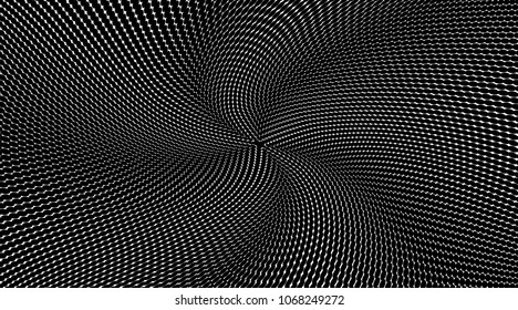 Dark soft wavws halftone dots pattern texture background. Black and white pixels. Modern dotted vector illustration. Abstract wavy lines. Points backdrop. Gradient spotted pattern