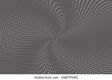 Dark soft wavws halftone dots pattern texture background. Black and white pixels. Modern dotted vector illustration. Abstract wavy lines. Points backdrop. Gradient spotted pattern