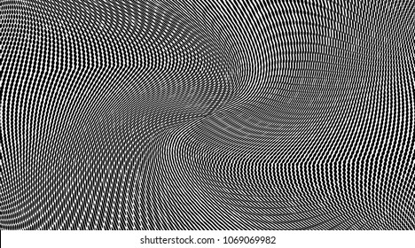 Dark soft wavws halftone dots pattern texture background. Black and white pixels. Modern dotted vector illustration. Abstract wavy lines. Points backdrop. Gradient spotted pattern