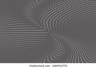 Dark soft wavys halftone dots pattern texture background. Black and white pixels. Modern dotted vector illustration. Abstract wavy lines. Points backdrop. Gradient spotted pattern