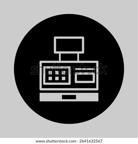 Dark solid icon of electronic cashier register for business.