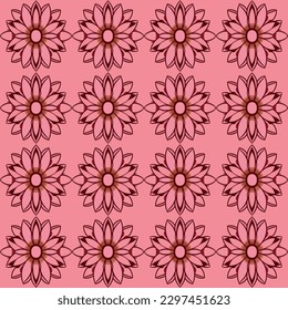 Dark and sophisticated repeating floral pattern featuring red, black, and dark orange flowers on pink background. Perfect for high-end fashion and luxurious home decor.