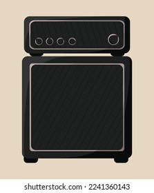 Dark sound amplifier. Monitor. On a beige background. Music. Studio. Isolated vector object. Flat art. Icon. 
