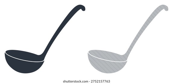 Dark soup ladle and hatched ladle, simple kitchen utensil, cooking equipment