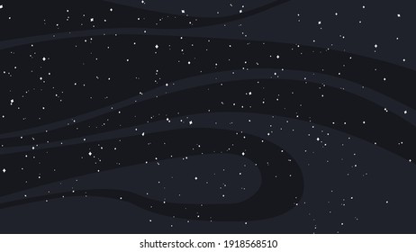 Dark Space Background Or Wallpaper With White Stars In Outer World. Vector, Illustration.