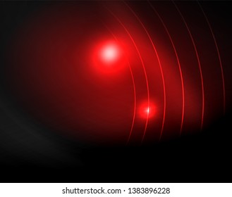 Dark space with neon color glowing lights abstract background. Vector techno circles template