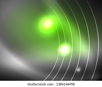 Espaço escuro com cor de néon brilhando luzes fundo abstrato. Modelo de círculos técnicos vetoriais