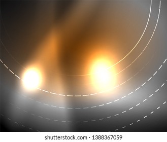 Dark space with neon color glowing lights abstract background. Vector techno circles template