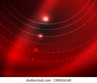 Dark space with neon color glowing lights abstract background. Vector techno circles template