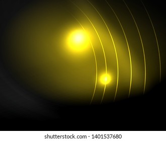 Dark space with neon color glowing lights abstract background. Vector techno circles template