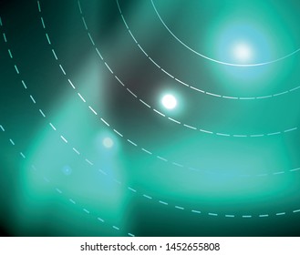 Dark space with neon color glowing lights abstract background. Vector techno circles template