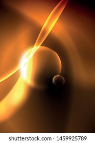 Espacio oscuro con brillantes olas de movimiento neón. Resumen del elemento gráfico de concepto. Fondo de neón vectorial. Antecedentes tecnológicos. Fondo negro.