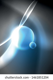 Dark space with shiny neon light motion waves. Abstract concept graphic element. Vector neon background. Technology background. Black background.
