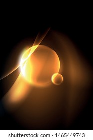 Dark space with shiny neon light motion waves. Abstract concept graphic element. Vector neon background. Technology background. Black background.