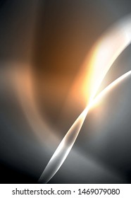Dark space with shiny neon light motion waves. Abstract concept graphic element. Vector neon background. Technology background. Black background.