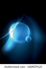 Dark space with shiny neon light motion waves. Abstract concept graphic element. Vector neon background. Technology background. Black background.