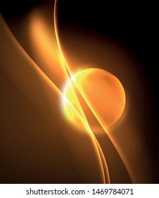 Dunkler Raum mit glänzenden Neonlichtwellen. Abstraktes Concept-Grafikelement. Vektorneonhintergrund. Technischer Hintergrund. Schwarzer Hintergrund.