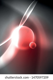 Espacio oscuro con brillantes olas de movimiento neón. Resumen del elemento gráfico de concepto. Fondo de neón vectorial. Antecedentes tecnológicos. Fondo negro.