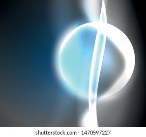 Dark space with shiny neon light motion waves. Abstract concept graphic element. Vector neon background. Technology background. Black background.