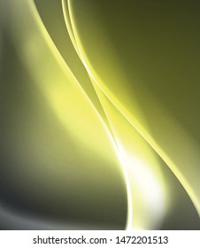 Dunkler Raum mit glänzenden Neonlichtwellen. Abstraktes Concept-Grafikelement. Vektorneonhintergrund. Technischer Hintergrund. Schwarzer Hintergrund.