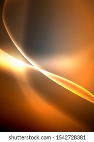 Dark space with shiny neon light motion waves. Abstract concept graphic element. Vector neon background. Technology background. Black background.