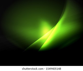 Espacio oscuro con brillantes olas de movimiento neón. Resumen del elemento gráfico de concepto. Fondo de neón vectorial. Antecedentes tecnológicos. Fondo negro.