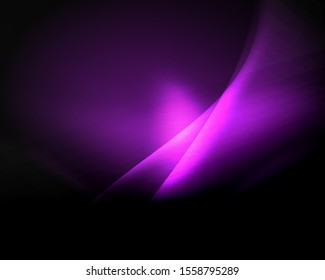 Espacio oscuro con brillantes olas de movimiento neón. Resumen del elemento gráfico de concepto. Fondo de neón vectorial. Antecedentes tecnológicos. Fondo negro.