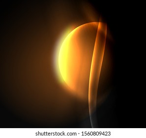 Dark space with shiny neon light motion waves. Abstract concept graphic element. Vector neon background. Technology background. Black background.