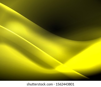 Dark space with shiny neon light motion waves. Abstract concept graphic element. Vector neon background. Technology background. Black background.